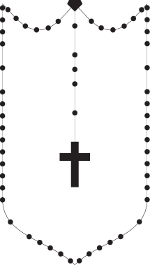 Rosary strung in the shape of a shield